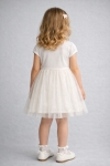 Детска рокля с къс ръкав, цвят екрю 