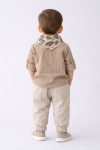 Детски комплект за момче с дълъг ръкав 3 части, бежов цвят 