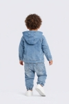 Детски комплект за момче с дълъг ръкав 3 части, син цвят