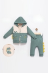 Бебешки комплект за момче с дълъг ръкав 3 части, зелен цвят