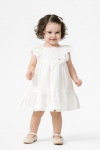 Бебешка рокля с къс ръкав, бял цвят  