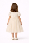Детска официална рокля с къс ръкав, цвят екрю