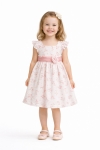 Детска официална рокля с къс ръкав, розов цвят 