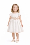 Детска официална рокля с къс ръкав, бежов цвят 