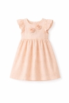 Детска рокля с къс ръкав, светло розов цвят  