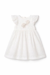 Детска рокля с къс ръкав, бял цвят  