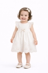 Бебешка рокля с къс ръкав и гащички, цвят екрю