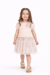 Детска рокля с къс ръкав, бежов цвят