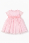 Бебешка рокля с къс ръкав, розов цвят