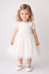 Бебешка рокля с къс ръкав, бял цвят