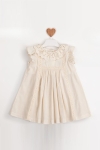 Бебешка рокля с къс ръкав, бежов цвят