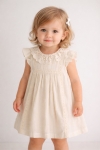 Бебешка рокля с къс ръкав, бежов цвят