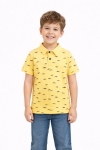 Детска тениска с якичка за момче, жълт цвят 