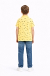 Детска тениска с якичка за момче, жълт цвят 