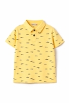 Детска тениска с якичка за момче, жълт цвят 