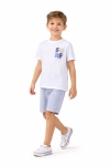 Детски комплект за момче с къс ръкав, бял цвят