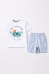 Детски комплект за момче с къс ръкав, бял цвят