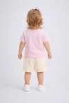 Детски комплект за момиче с къс ръкав, розов цвят