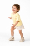Детски комплект за момиче с къс ръкав, жълт цвят