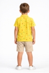 Детска тениска с якичка за момче, жълт цвят 