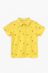 Детска тениска с якичка за момче, жълт цвят 