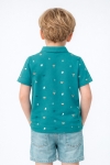 Детска тениска с якичка за момче, зелен цвят 