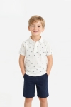 Детска тениска с якичка за момче, цвят екрю 