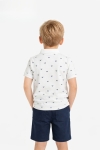 Детска тениска с якичка за момче, цвят екрю 
