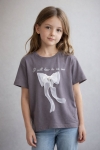 Детска тениска за момиче, тъмно сив цвят 