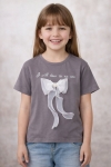 Детска тениска за момиче, тъмно сив цвят 