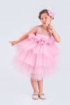 Детска официална рокля, розов цвят 