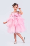 Детска официална рокля, розов цвят 