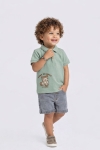 Детски комплект за момче с къс ръкав, зелен цвят