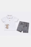 Детски комплект за момче с къс ръкав, бял цвят