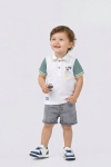 Детски комплект за момче с къс ръкав, зелен цвят