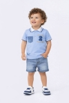 Детски комплект за момче с къс ръкав, син цвят