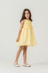 Детска рокля с презрамки, жълт цвят