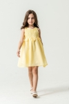 Детска рокля с презрамки, жълт цвят