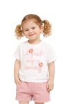 Детска тениска за момиче, цвят екрю 