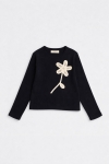 Детска блуза за момиче с дълъг ръкав, черен цвят