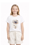 Детска тениска за момиче, бял цвят