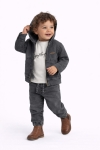 Детски комплект за момче с дълъг ръкав 3 части, тъмно сив цвят