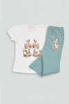 Детски комплект за момиче с къс ръкав, зелен цвят