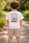 Детски комплект за момче с къс ръкав, бежов цвят 