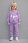 Детски комплект с дълъг ръкав за момиче, лилав цвят  
