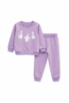 Детски комплект с дълъг ръкав за момиче, лилав цвят  