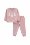 Детски комплект с дълъг ръкав за момиче, розов цвят  