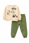 Детски комплект за момче с дълъг ръкав, зелен цвят