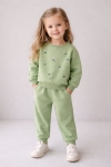 Детски комплект за момиче с дълъг ръкав, зелен цвят 
