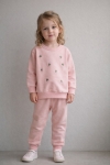 Детски комплект за момиче с дълъг ръкав, розов цвят 